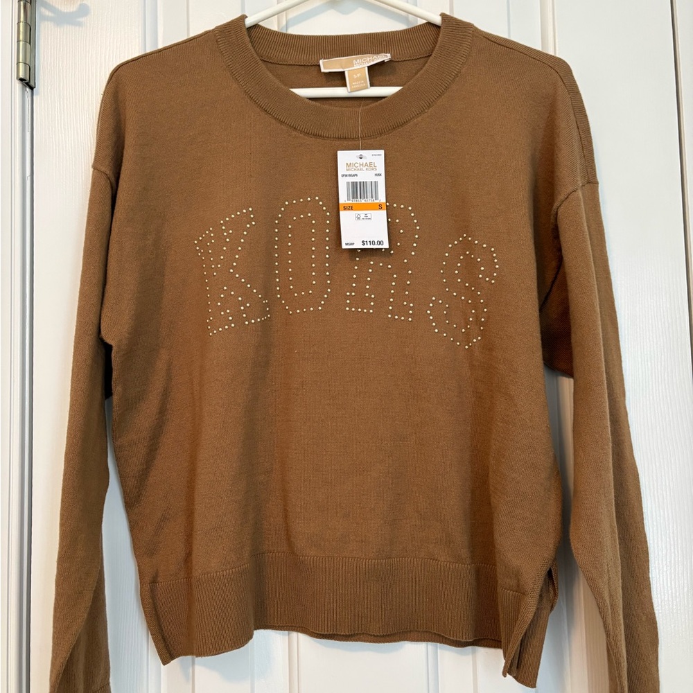Michael Kors Tan Studded Logo Sweater